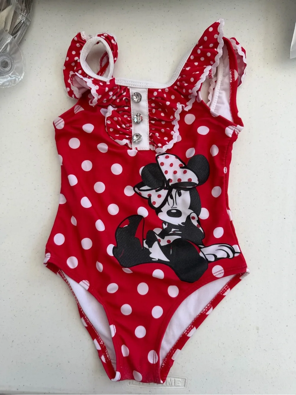 Disney Red & White Polka Dot Minnie Mouse One-Piece Swimsuit